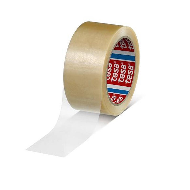 Banda adeziva baza cauciuc natural, 48 mmx66 m, transparenta, Tesa - imagine 4